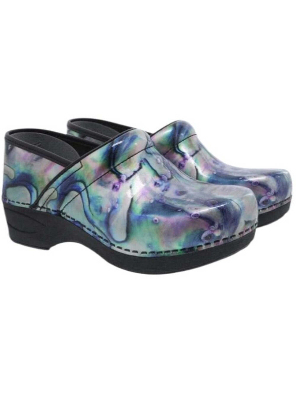 Dansko XP 2.0 Iridescent Silver Pearl Blue-Purple Clogs